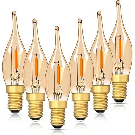 Ampoules LED E14 SES Forme Flamme C22TG Vintage Chandelier Veilleuse 0,7W 2200K Lampe de Sel Lustres Lampes Décoratives (1/5)
