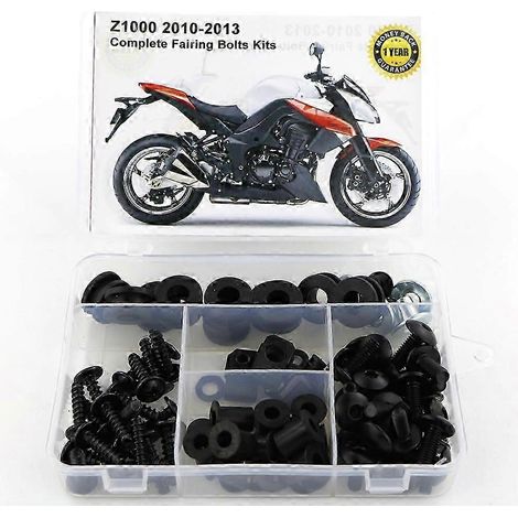 Kit complet de boulons, clips, vis et écrous de carénage en acier (noir) pour moto Kawasaki Z1000 2010 2011 2012 2013 (1/5)