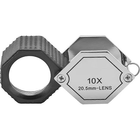 Loupe de bijouterie hexagonale 10X, portable et pliable, de poche, lentille de 20,5 mm