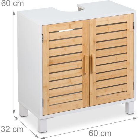 Mueble bajo lavabo decorativo para baño almacenamiento óptimo 80 x 30 x 60 cm en bambú claro 130015843 (1/5)