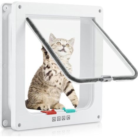 Gatera puertas interiores gatera universal gatos cierre cuatro posiciones, gatera resistente intemperie, color blanco, fabricada ABS (L) (1/5)