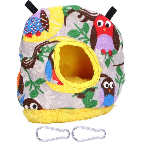 Nid douillet pour oiseaux, forme ronde, peluche douce, gain de place, facile à nettoyer, maison sécurisée pour perroquets - Gris Hibou (1/5)