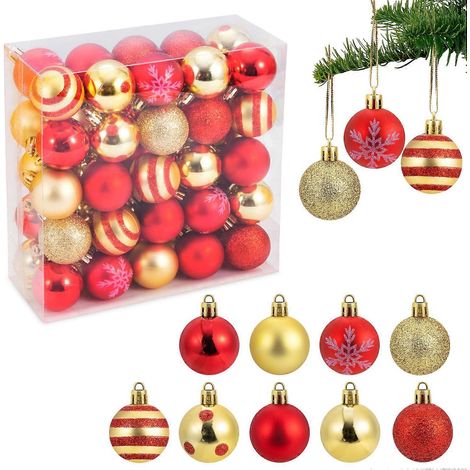 Boules de Noël - 50 pièces, 9 styles différents, 4 cm, finition mate et brillante (1/5)