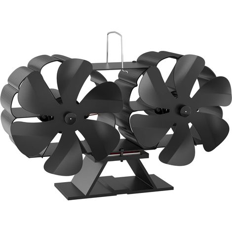 Ventilateur pour poêle à bois - 12 pales - 1100 tr/min - 60-350 °C - Alimentation automatique en chaleur sans alimentation électrique - Diffusion homogène de la chaleur du foyer (1/5)