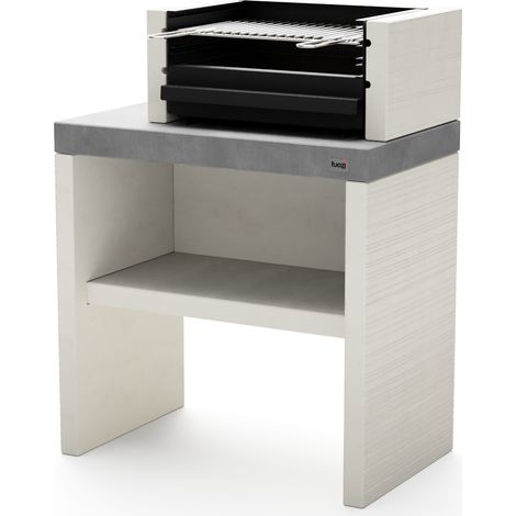 TUOZI - Barbacoa de Obra para Leña y Carbón Modelo PLAN 1 (Gris/Blanco - 78 x 47 x 102 cm) REF: 8026 - Uso en Exteriores (1/3)