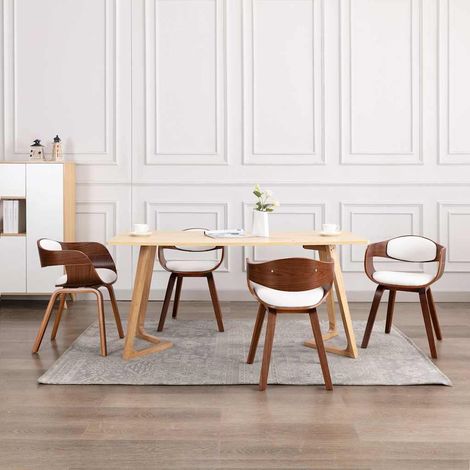 vidaXL Sillas de comedor 4 unidades madera curvada y cuero sintético (1/4)