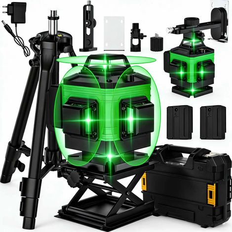 16 Linien 4D-Laser Level 3 ° Nivellierungswerkzeug mit selbstnivellierender Funktion, omnidirektionale Bodenwandaufkleberlinie mit Stativständer