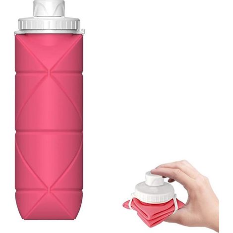 Borraccia pieghevole in silicone, borraccia da viaggio, custodia per l'acqua, silicone sostenibile, compatta e senza BPA, ideale per il campeggio. (1/5)
