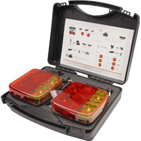 Plaque de feux fil pour remorque, kit éclairage arrière remorque magnétique feu led wifi,rechargeable LED feux arrière remorque fil magnétique 12V 24V, LED feux de remorque étanche (1/4)