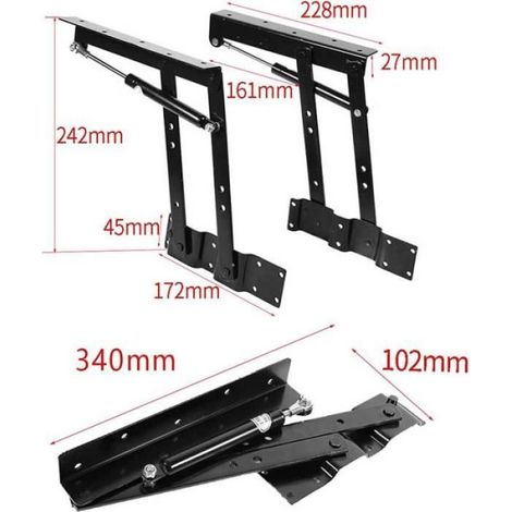 Mécanisme de Table Basse - - Pliage Ascenseur - Acier Résistant - Charge 50 kg - Montage DIY (1/3)