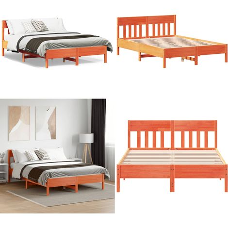 Letto senza Materasso Marrone Cera 120x190 cm in Legno di Pino - Letto senza materasso - Letto in pino