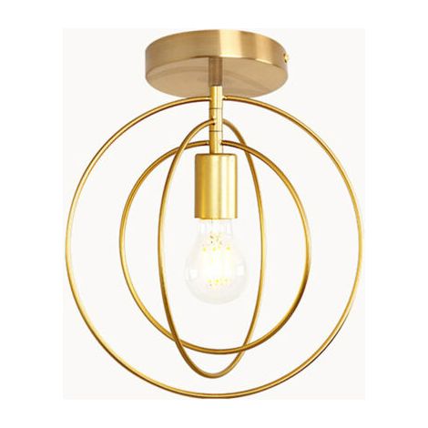 royaluxe- Plafonnier d'intérieur Simple Lustre Rond Créatif Plafonnier Moderne Abat-jour Rotatif Or (1/5)