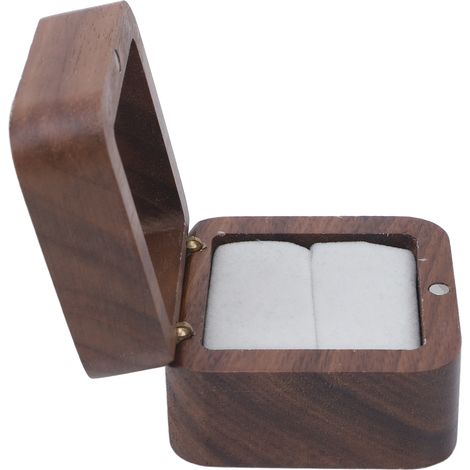 Boîte à bague en bois avec fermeture magnétique, idéale pour une demande en mariage ou une bague de fiançailles. Coffret cadeau pour bague unique. (1/5)