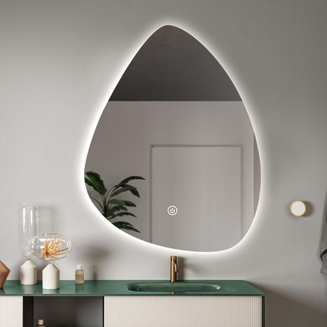 Beleuchteter LED-Badezimmerspiegel Design tropfenförmig 70x90cm Vmidur XL