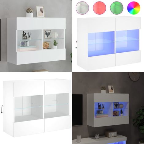 TV-Wandschrank mit LED-Leuchten Weiß 78,5x30x60,5 cm - TV-Schrank - Holzschrank - Regal - Wandregal - Fernsehschrank - Home & Living (1/5)