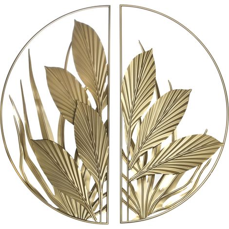 Wanddekoration Set 2 Metall 80x2x80 Gold Metallblätter mehrfarbig Farbmaterial Familien Wanddekorationen Details (1/4)