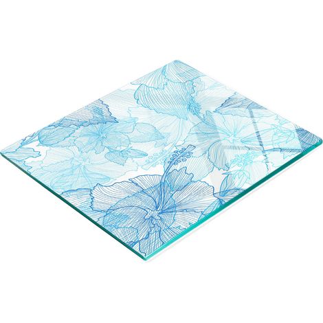 Tabla de cortar decorativa de cristal para cocina con dise帽o de flores hawaianas, 60x52 cm.