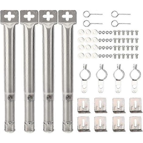 Lot de 4 tuyaux télescopiques universels réglables en acier inoxydable, de 0,01 pouce (30,5 à 44,5 cm), pièces de rechange pour brûleurs de barbecue à gaz. (1/4)