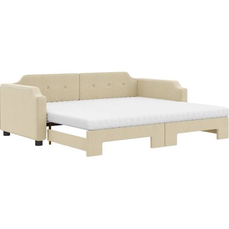 Maison Exclusive - Divano Letto Estraibile con Materassi Crema 80x200 cm Tessuto