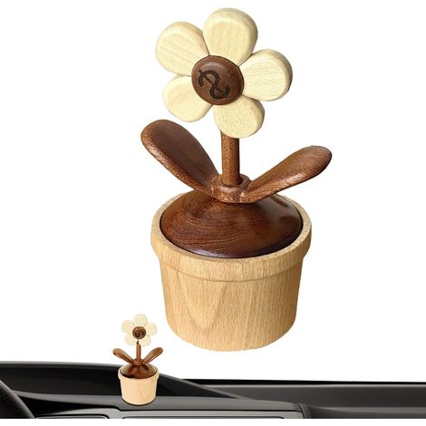 Décorations de Tableau de Bord Décoration Florale rotative pour Tableau de Bord de Voiture Ornement en Bois Mignon Art Floral Artificiel sur la Table de Voyage d'anniversaire, trajets en Famille (1/5)
