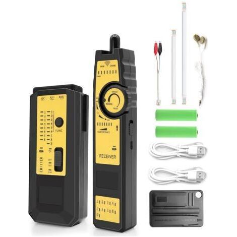 Testeur de réseau LAN - Traceur de câble réseau Ethernet - Détecteur de câbles téléphoniques - Testeur de câble pour RJ45/RJ11/RJ12 - Testeur de réseau avec détecteur de ligne, casque, lumière