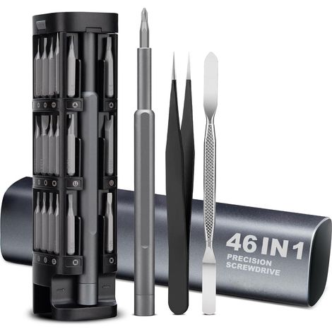 Kit de tournevis de précision 46 en 1, mini-kit d'outils de réparation magnétiques professionnels pour lunettes, montres, téléphones, ordinateurs portables, Mac, bijoux, sonnettes Ring (à faire soi-mê