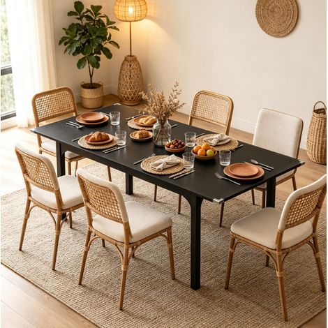 Tavolo allungabile 160x70x75 cm in MDF e acciaio nero salvaspazio FloraGrace (1/5)