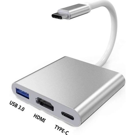Adaptateur USB-C vers HDMI - GENERIQUE - 4K - USB 3.0 - Charge PD - Aluminium (1/4)
