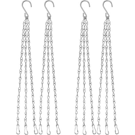 4 pièces Chaînes Accrochantes de Panier de Fleur,Chaîne Accrochante de Pot de Fleur,Chaînes métalliques pour Accrocher,40 cm, pour Pots de Fleurs (1/5)