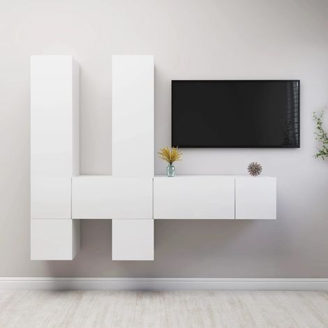 7-tlg. TV-Schrank-Set Weiß Holzwerkstoff (1/5)
