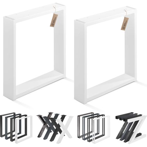 LAMO Manufaktur Lot de 2 pieds de table basse, modèle Simple Massive, Profil 80x20 mm, 30x43 cm (L x H), Blanc, LTS-01-C-AA-9016 (1/5)