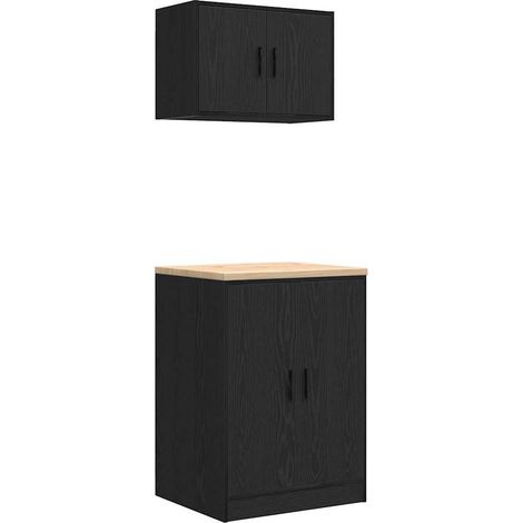 Maison Exclusive - Armoires de garage 2 pcs noir bois d'ingénierie