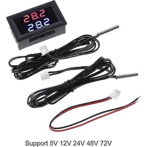 Thermomètre double affichage DC 5V-80V avec 2 sondes NTC étanches, capteur de température pour voiture et moto, 12V 24V 72V (1/5)