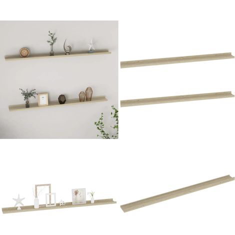 Wandregale 2 Stk. Sonoma-Eiche 115x9x3 cm - Wandregal - Regal - Holzregal - Schlafzimmer Möbel - Wohnzimmer Möbel - Home & Living (1/5)