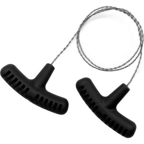 Mini scie à fil en acier inoxydable tirée à la main, équipement multifonction pour jardin, camping, coupe du bois, noir, 63 cm (1/3)