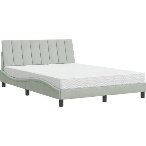 Maison Exclusive - Bett mit Matratze "Hanko" Hellgrau 140x200 cm (1/5)