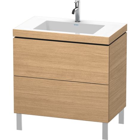 Lavabo per mobili Duravit L-Cube, 80x48 cm, 2 estraibili, senza troppopieno, 1 foro per rubinetto, colorazione: Rovere europeo Decorazione quercia - LC6937O5252 (1/2)