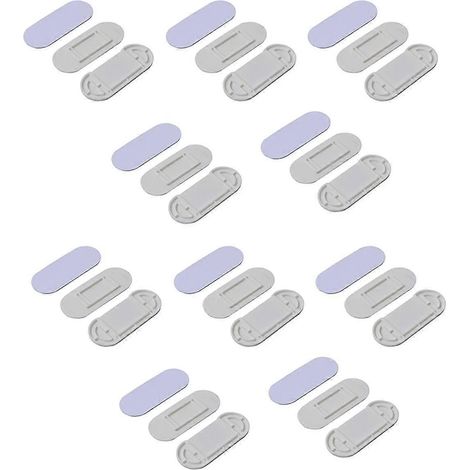 Lot de 10 supports de multiprise blancs, fixation murale autocollante, sans perçage (1/5)