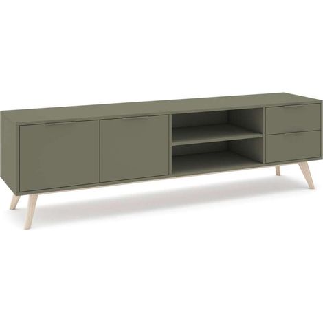 Mueble para televisión 2 puertas 2 cajones 2 huecos Campos acabado verde, 52cm(alto) 180cm(ancho) 40cm(lar