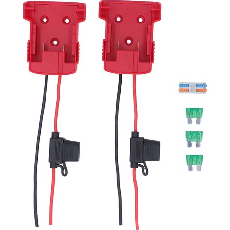 Lot de 2 adaptateurs de roue pour batterie lithium 18V, protection contre les surintensités, avec bornes à fusible rouges. (1/5)