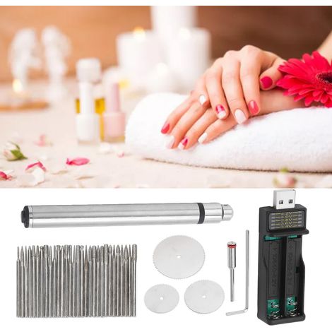 5V Mini Smart Elektrischer Polierstift, wiederaufladbarer tragbarer Modellierstift für Nagelkunst, Miniatur-Edelstahlstift mit Jade-Effekt (1/5)