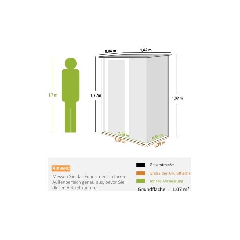 Abri de jardin gris foncé en acier 142 x 84 x 189 cm avec porte pour jardin, terrasse et cour (1/5)