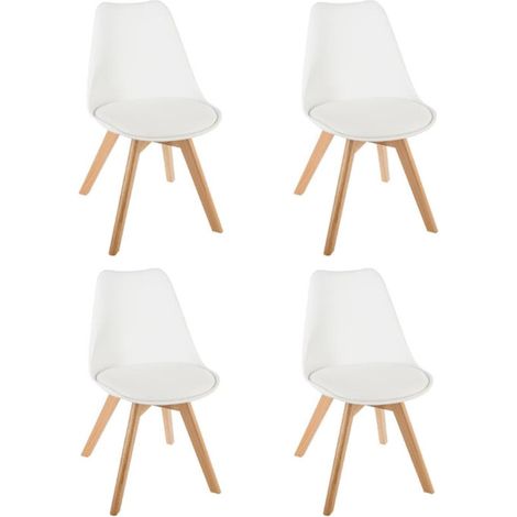 Lot de 4 Chaises Design "Baya" 81cm Blanc (1/3)