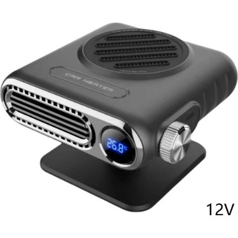 Calefactor portátil para vehículos de 12V/24V y 150W con pantalla digital mejorada，calentamiento rápido y función antivaho，12V negro