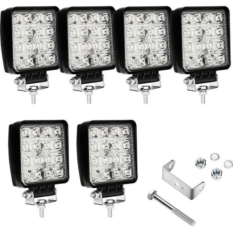 Randaco LED Arbeitsscheinwerfer 48W LED Scheinwerfer Rechteck IP67 Wasserdicht 12V 24V für LKW,Offroad, SUV, ATV,traktor Rückfahrscheinwerfer 6 Stück