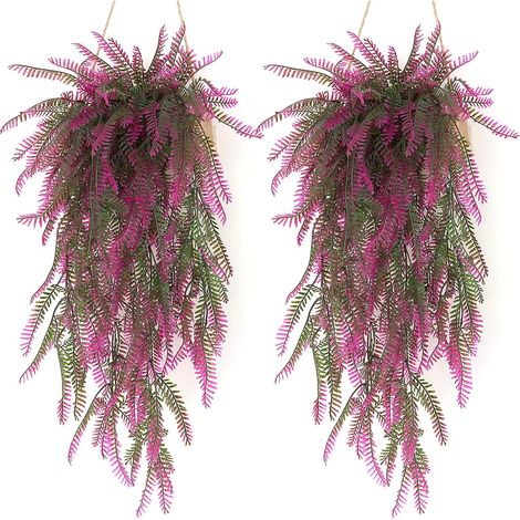 2 Fougères Artificielles Violet, Plante Fausse Déco Extérieur, Similicuir Végétal pour Cérémonie, Mariage, Cuisine, Jardin, Bureau (1/5)