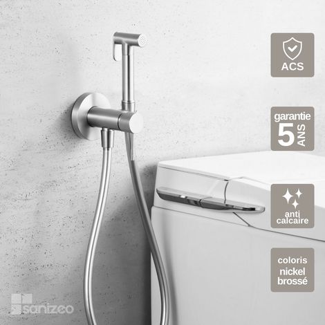 Kit Douchette hygiénique à encastrer pour WC ou bidet niquel brossé – Design moderne et Économie d'eau - LINE IMEX (1/5)