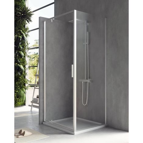 Box doccia 90x70 Rio a pivot vetro 6 mm trasparente H 195 cromo (1/5)