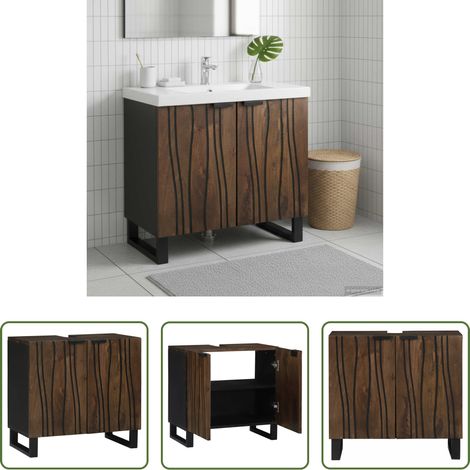 vidaXL Walnussfarbe - Waschbeckenschrank Walnuss 62 x 33 x 58 cm Holzwerkstoff (1/5)