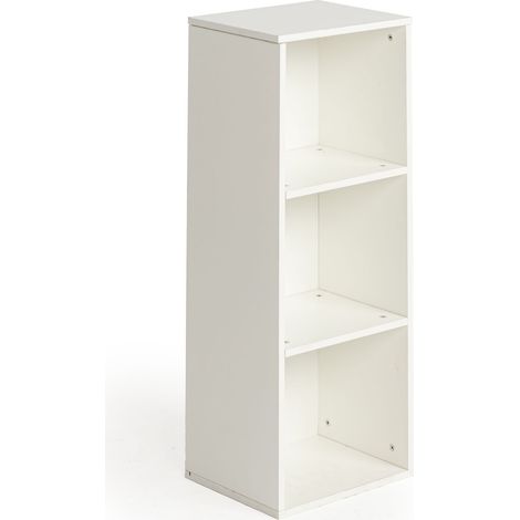 FurnitureR Bout de Canapé Blanc à 3 Niveaux, Petite Table d'Appoint de Salon, Étagère Rangement Ouvert, Cabinet à 3 Tiroirs Polyvalent, Design Moderne, 29 x 24 x 80cm (1/5)